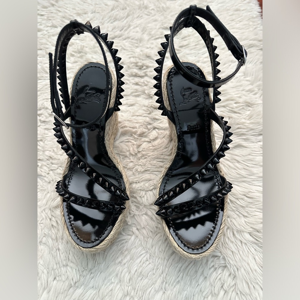 Christian Louboutin Mafaldina Zeppa leather espadrille wedges